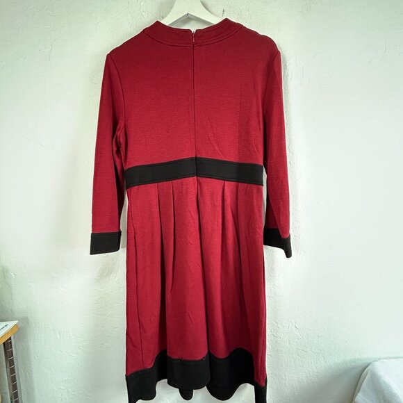 Maggy London Womens Red & Black Button Detail 3/4 Sleeve Dress Size 8 Stretch - Picture 2 of 9